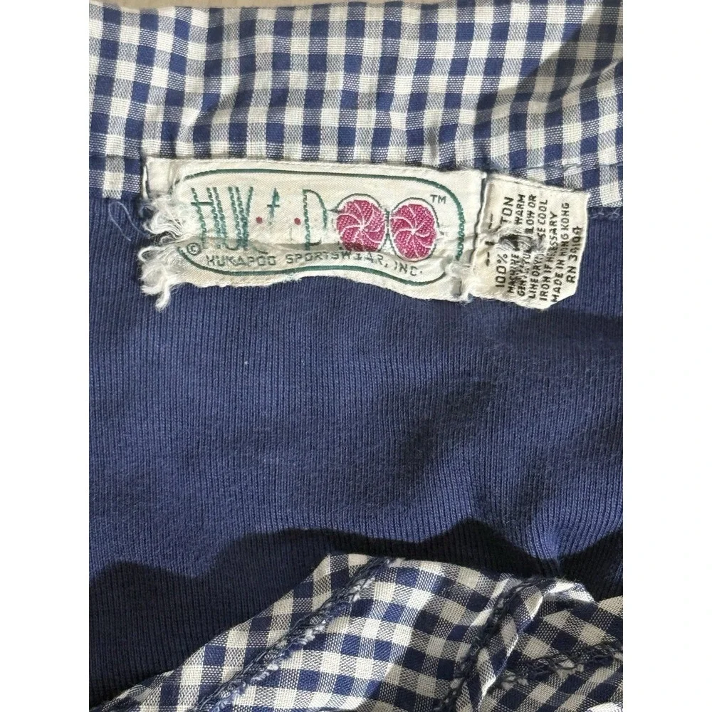 Vintage Retro Huka Doo Navy Collard Shirt  100%‎ Size: S/M